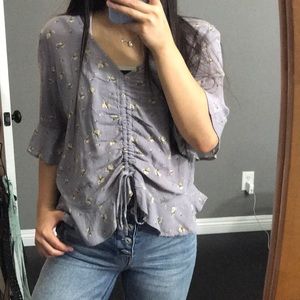 American eagle outfitters ruched front floral top